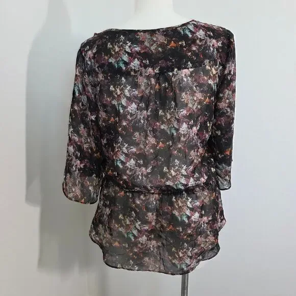 Contemporary style signature Floral print chiffon blouse XL - Picture 4 of 6